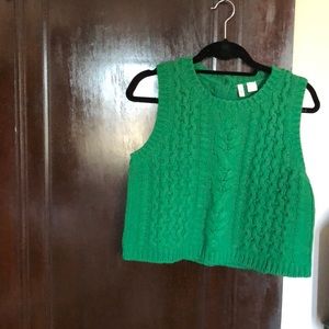 Anthropologie Moth Green Cable Knit Sweater Vest
